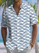 Alohadaddy® Casual Stripe Art Print Chest Pocket Men's Short Sleeve Shirt Big & Tall