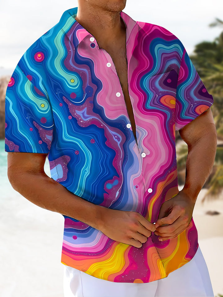 Alohadaddy® Casual Abstract Texture Art Print Moisture Wicking Men&