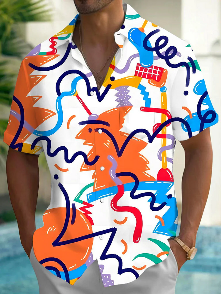 Alohadaddy® Casual Graffiti Print Art Moisture Wicking Men&