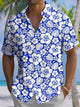 Alohadaddy® Hawaiian Hibiscus Art Print Chest Pocket Men's Short Sleeve Shirt Big & Tall