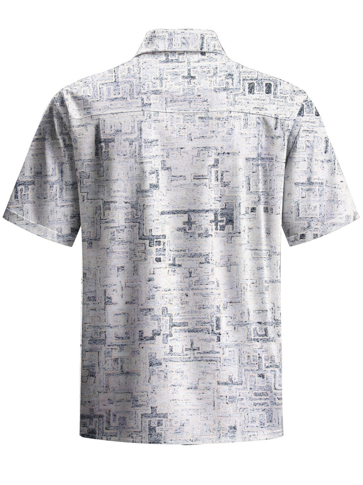 Alohadaddy® Casual Geometric Art Print Chest Pocket Men&