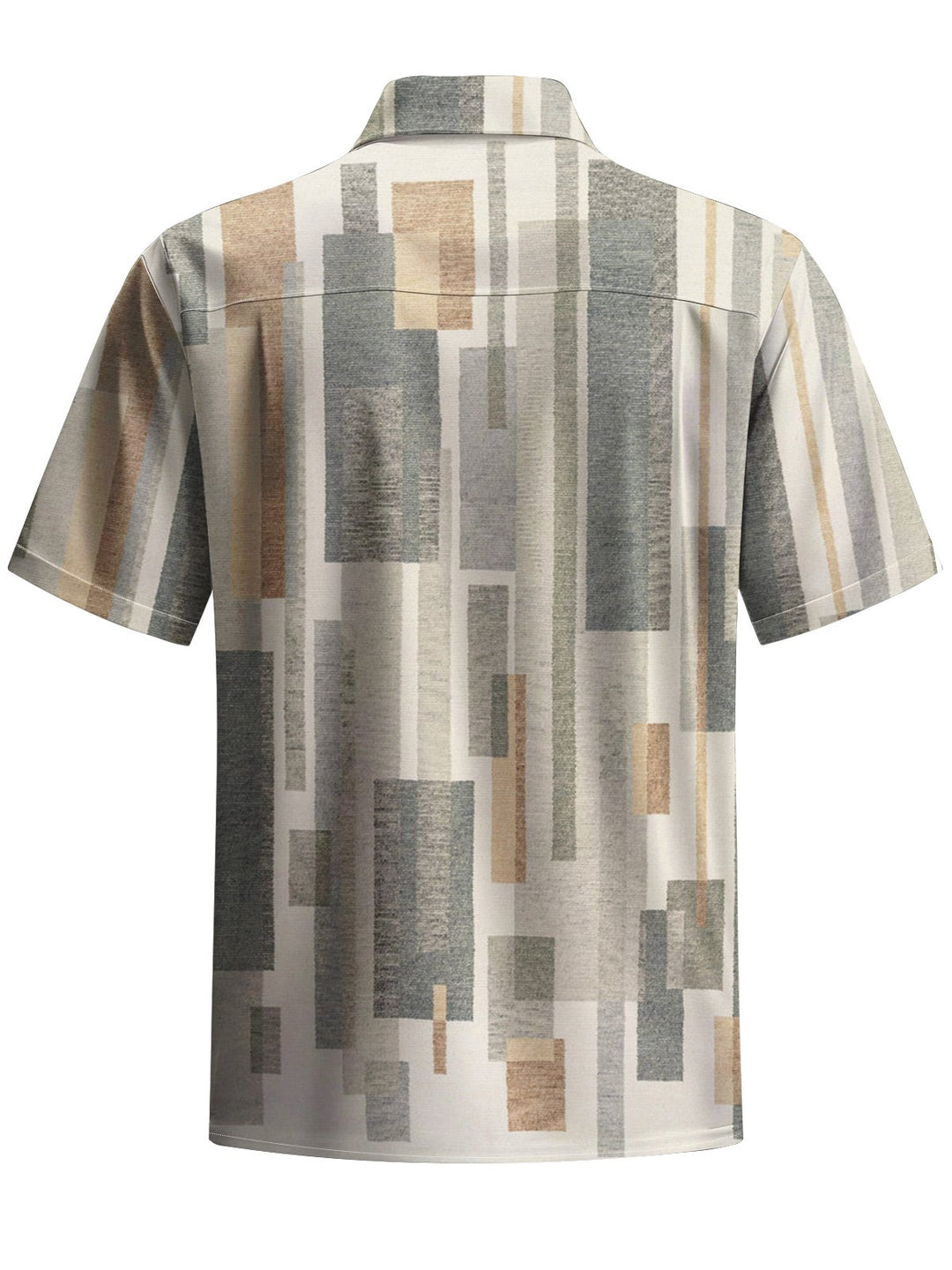 Alohadaddy® Casual Geometric Stripe Art Print Chest Pocket Men&