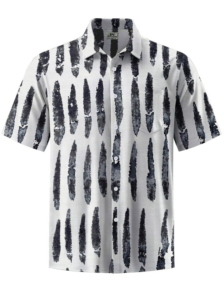 Alohadaddy® Casual Stripe Art Print Chest Pocket Men&