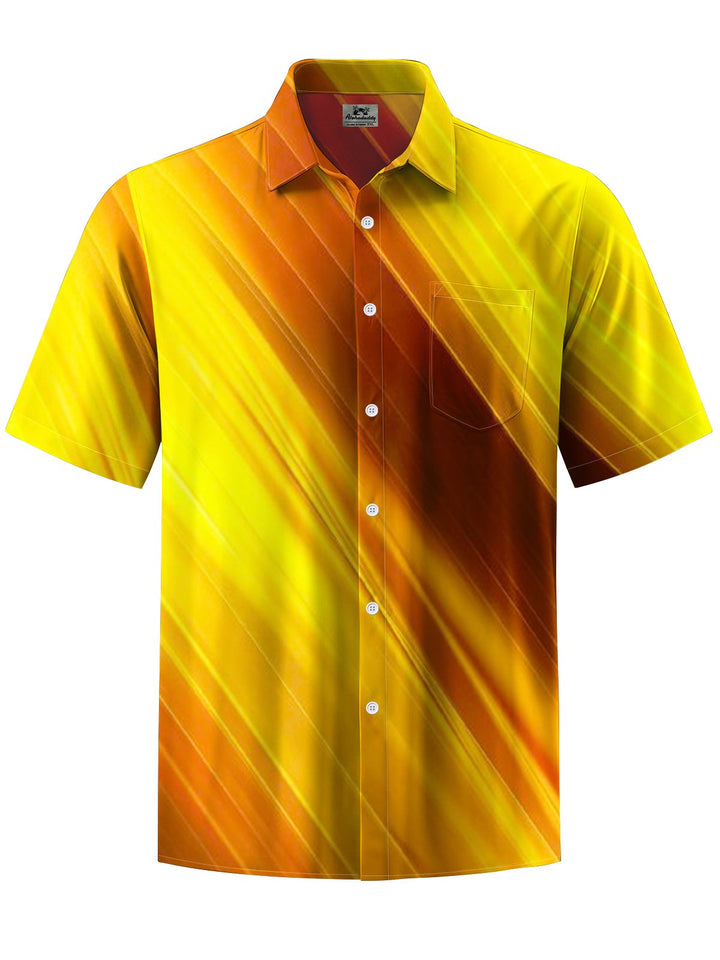 Alohadaddy® Casual Gradient Stripe Art Print Chest Pocket Men&