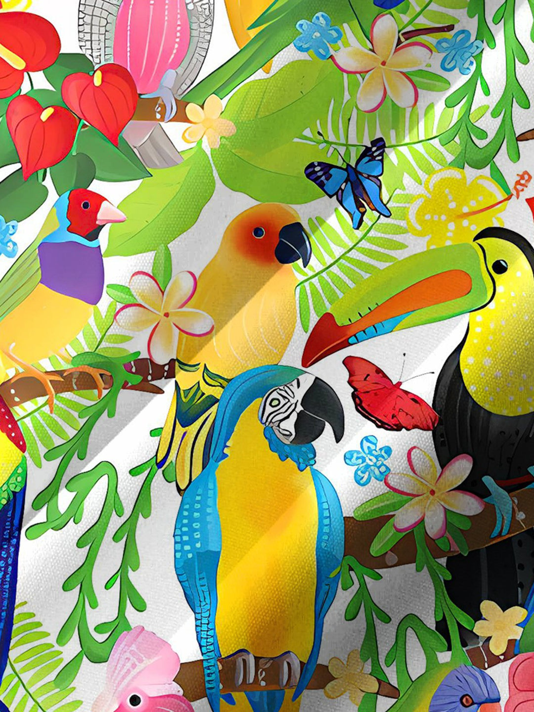 Alohadaddy® Hawaiian Parrot Art Print Chest Pocket Men&