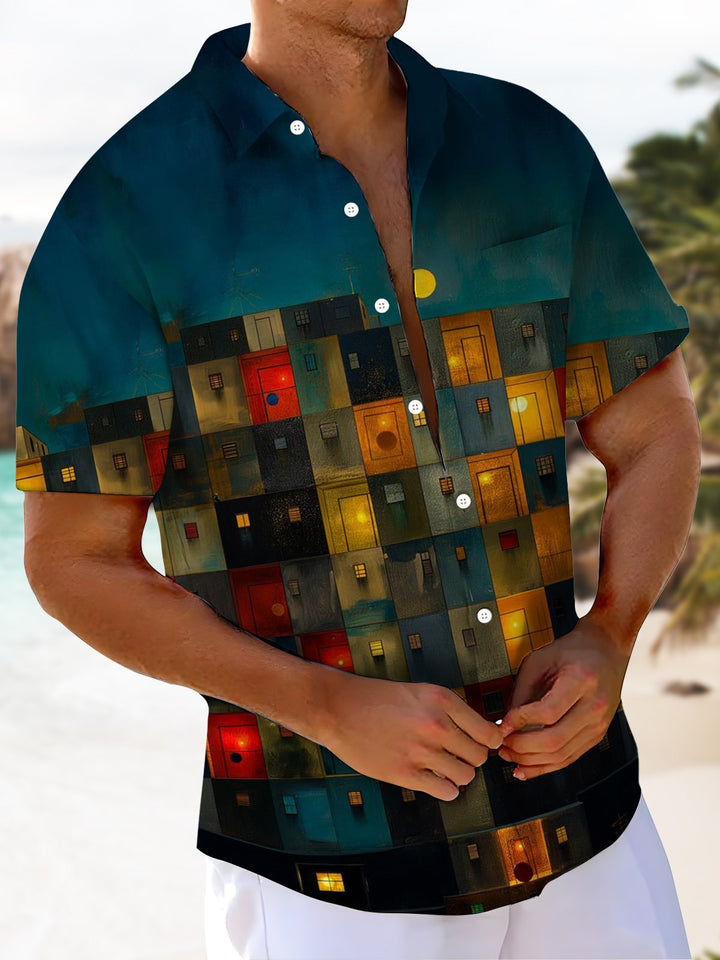Alohadaddy® Vintage Night Room Art Print Chest Pocket Men&