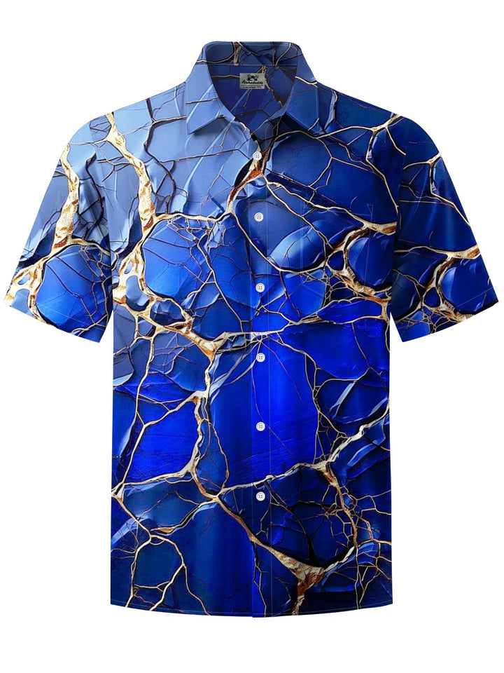 Alohadaddy® Casual Abstract Art Print Chest Pocket Men&