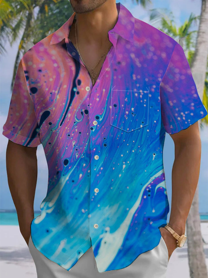 Alohadaddy® Casual Abstract Gradient Print Art Pocket Stretch Men&