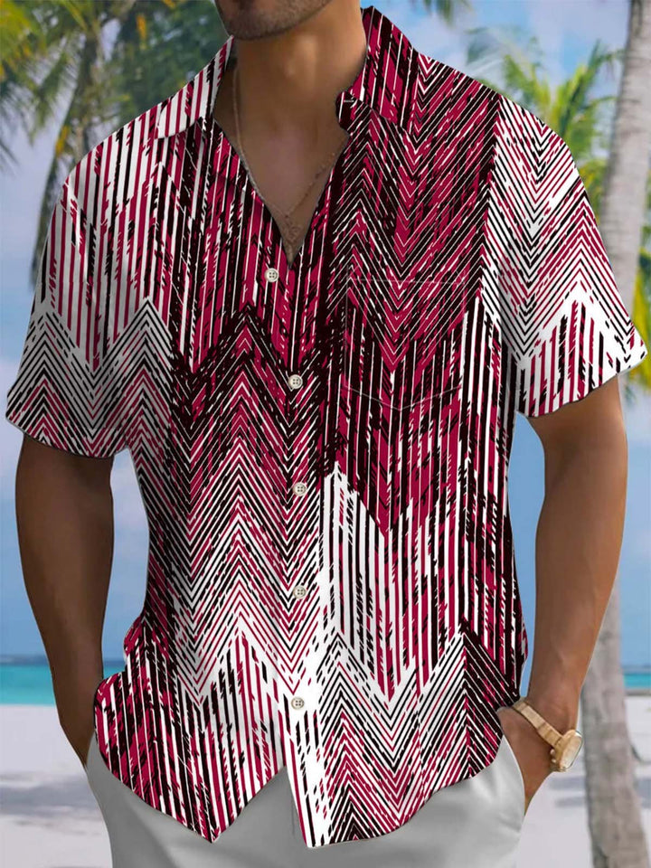 Alohadaddy® Casual Stripe Print Art Pocket Elastic Men&