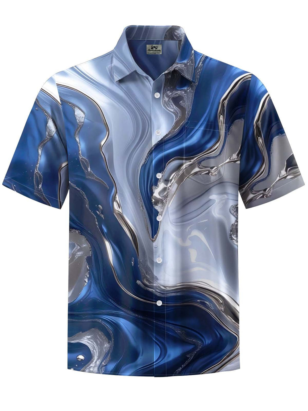 Alohadaddy® Casual Abstract Art Print Chest Pocket Men&