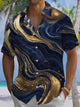 Alohadaddy® Retro Abstract Art Print Chest Pocket Stretch Men's Short Sleeve Shirt Big & Tall