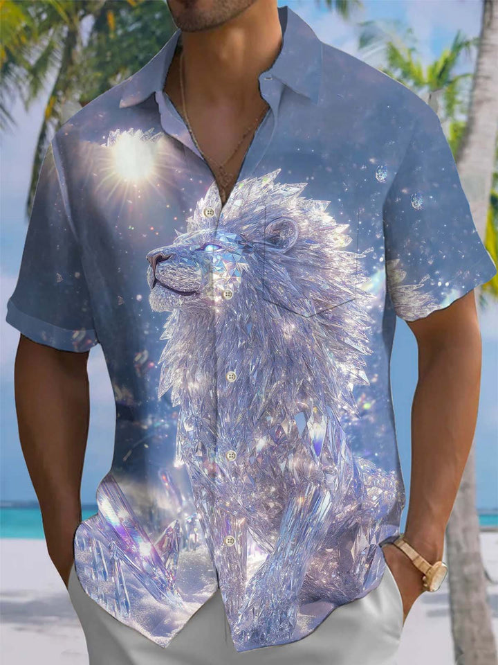 Alohadaddy® Casual Lion Diamond Art Print Pocket Stretch Men&