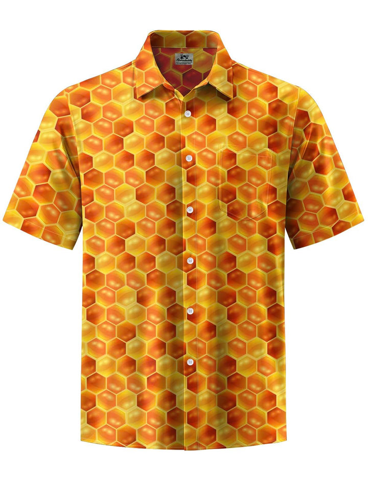 Alohadaddy® Casual Geometric Honeycomb Print Art Pocket Stretch Men&