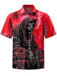 Alohadaddy® Halloween Skull Print Art Pocket Stretch Men's Short Sleeve Shirt Big & Tall