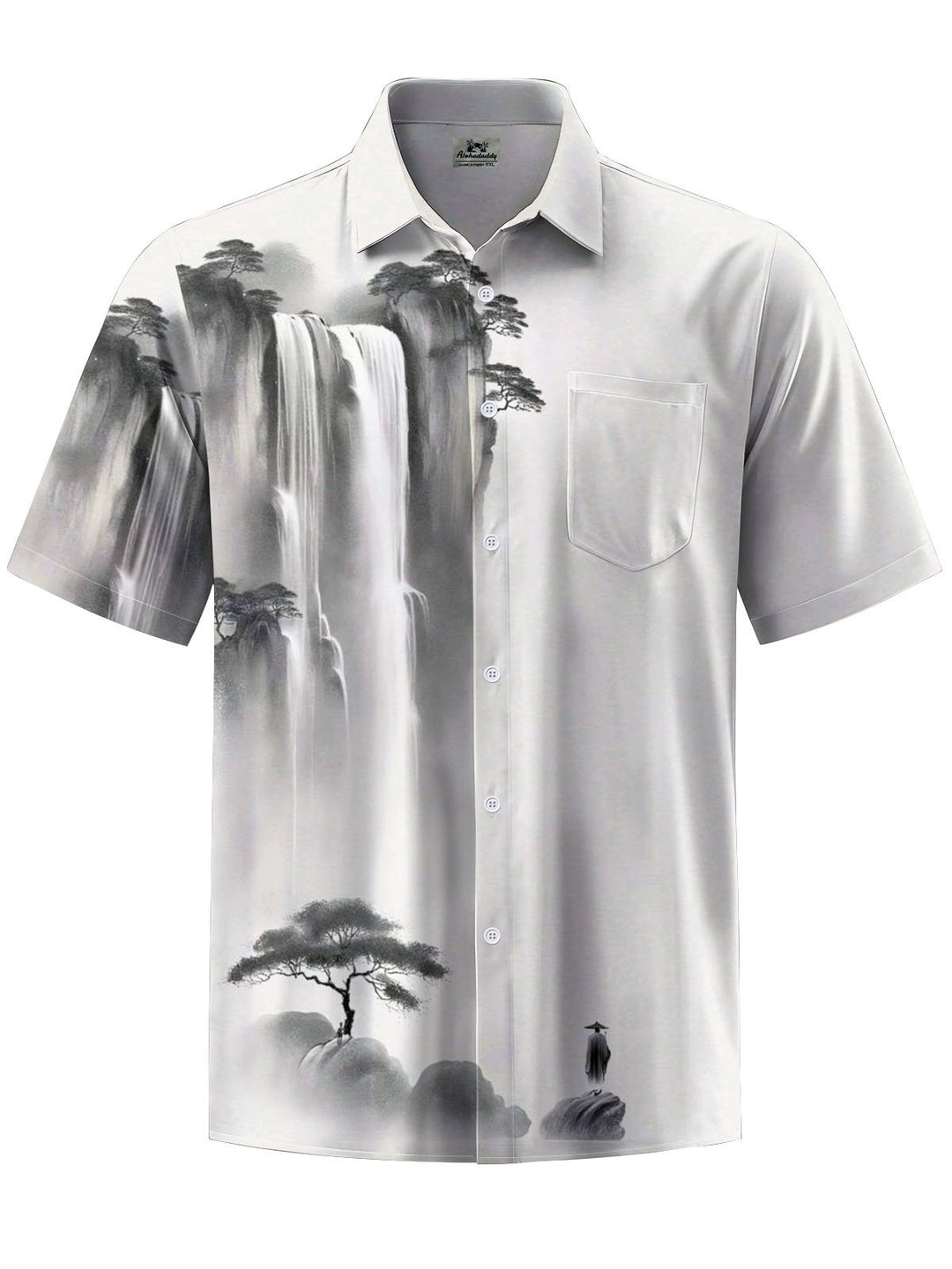 Alohadaddy® Casual Watercolor Landscape Painting Print Art Pocket Stretch Men&