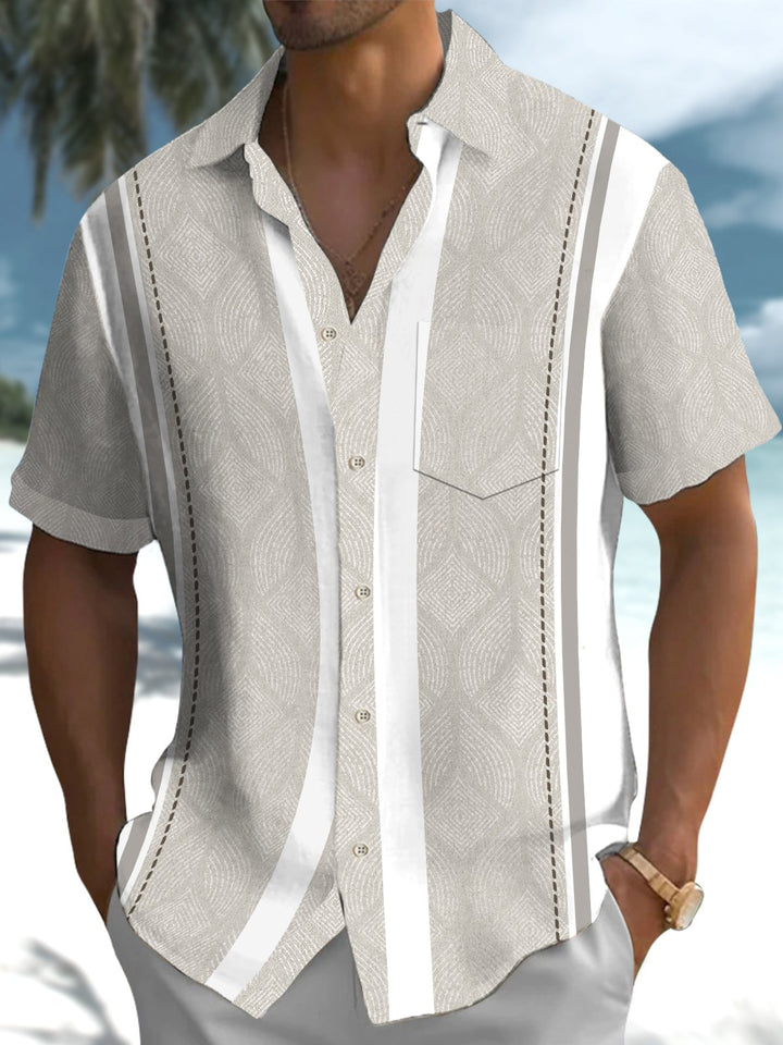 Alohadaddy® Casual Stripe Texture Print Art Stretch Pocket Men&