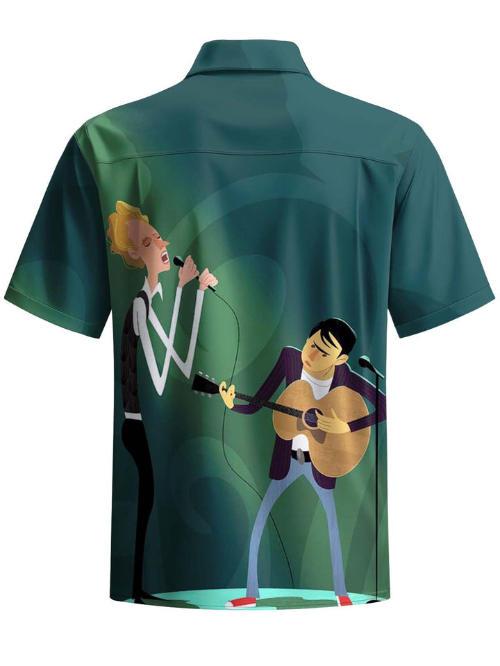 Alohadaddy® Retro Cartoon Music Performance Print Art Pocket Stretch Men&