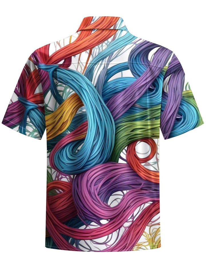Alohadaddy® Casual Abstract Print Art Elastic Pocket Button Men&