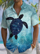 Alohadaddy® Hawaiian Turtle Print Pocket Stretch Men's Short Sleeve Shirt Big & Tall