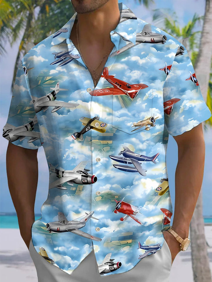 Alohadaddy® Casual Fighter Art Pocket Button Stretch Men&