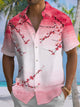 Alohadaddy® Vintage Gradient Cherry Blossom Print Pocket Stretch Men's Short Sleeve Shirt Big & Tall