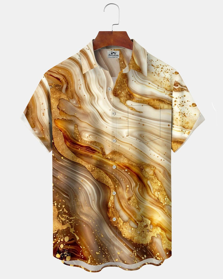 Alohadaddy® Casual Marble Print Pocket Stretch Men&