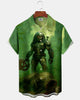 Alohadaddy® Vintage Predator Print Art Pocket Button Men's Short-Sleeve Shirt Big & Tall