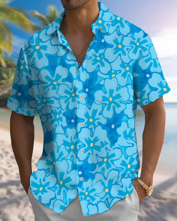 Alohadaddy® Casual Floral Print Art Button Pocket Cardigan Men&