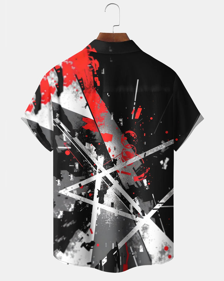 Alohadaddy® Casual Geometric Print Art Button Pocket Cardigan Men&