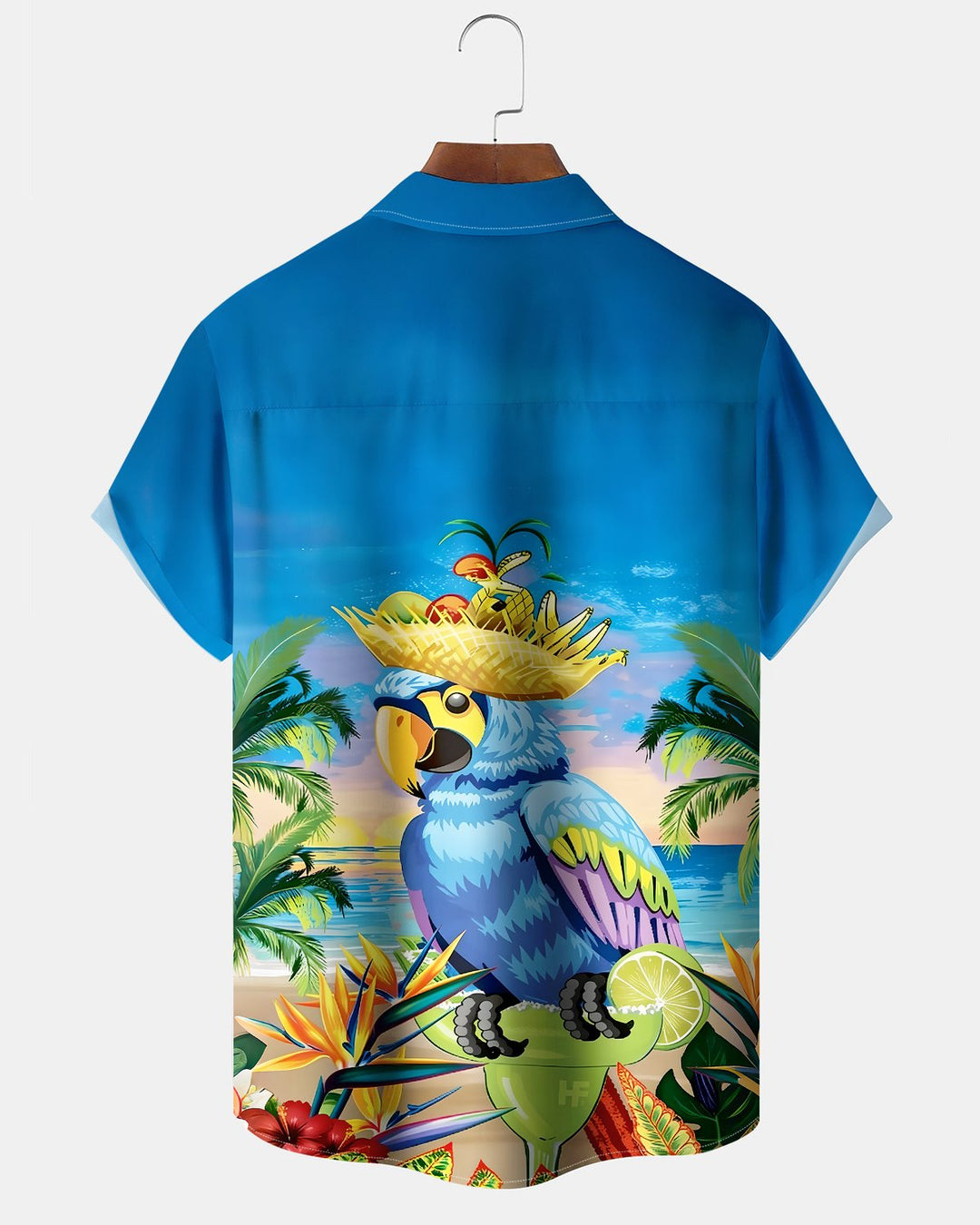 Alohadaddy® Hawaiian Parrot Print Art Button Pocket Cardigan Men&