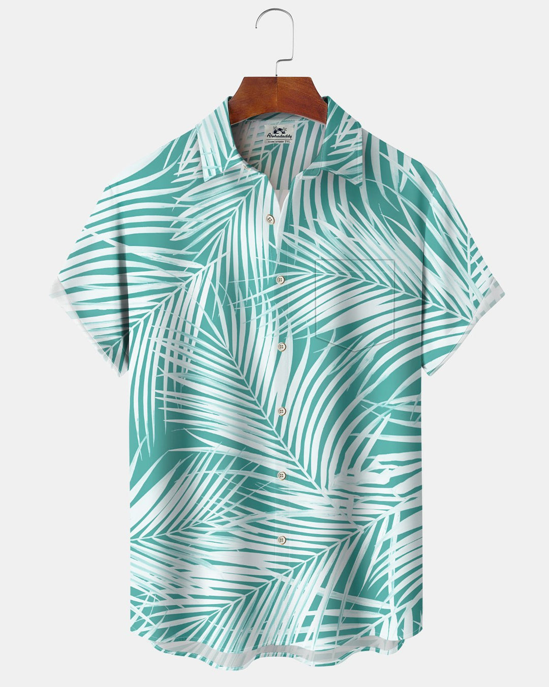 Alohadaddy® Hawaiian Palm Leaf Print Art Button Pocket Cardigan Men&