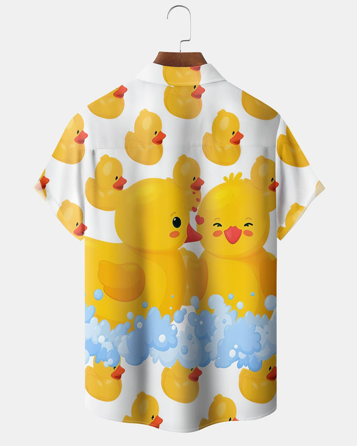 Alohadaddy® Casual Duck Print Art Button Pocket Cardigan Men&