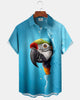Alohadaddy® Casual Parrot Print Art Button Pocket Cardigan Men's Short Sleeve Shirt