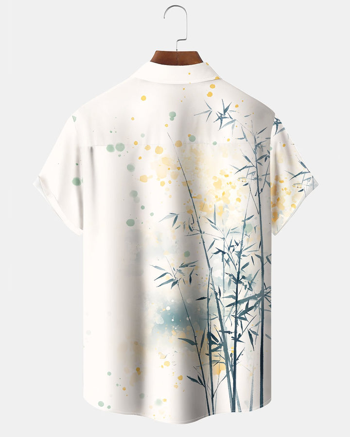 Alohadaddy® Hawaiian Bamboo Print Art Button Pocket Cardigan Men&