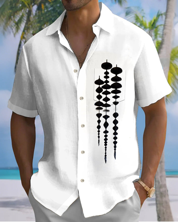 Alohadaddy® Casual Geometric Print Art Button Cardigan with Pockets for Men&