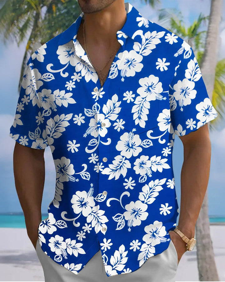 Alohadaddy® Hawaiian Floral Print Art Button Pocket Cardigan Men&