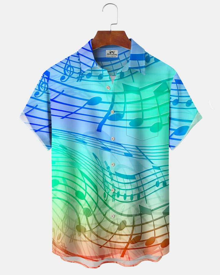 Alohadaddy® Retro Musical Print Art Button Pocket Cardigan Men&