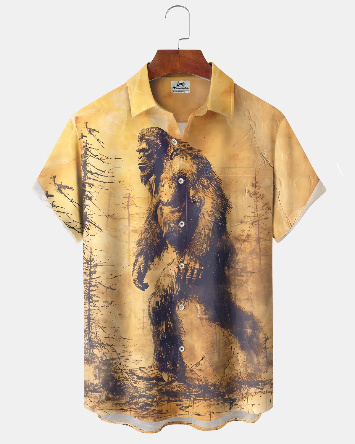Alohadaddy® Vintage Gorilla Print Art Button Pocket Cardigan Men's Short Sleeve Shirt