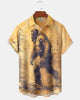 Alohadaddy® Vintage Gorilla Print Art Button Pocket Cardigan Men's Short Sleeve Shirt