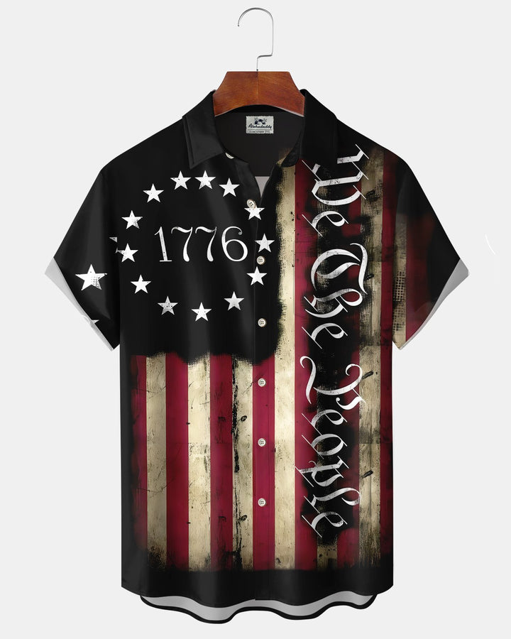 Alohadaddy® Vintage Flag Print Art Button-Down Cardigan Men&
