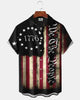 Alohadaddy® Vintage Flag Print Art Button-Down Cardigan Men's Short-Sleeve Shirt with Pocket