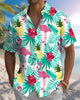 Alohadaddy® Hawaiian Flamingo Print Art Button Pocket Cardigan Men's Short Sleeve Shirt