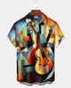 Alohadaddy® Men's Short-Sleeve Shirt Vintage Music Art Print  Button-Down with Pocket