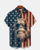 Alohadaddy® Men's Short-Sleeve Button-Down Shirt Vintage Flag Print with Pocket