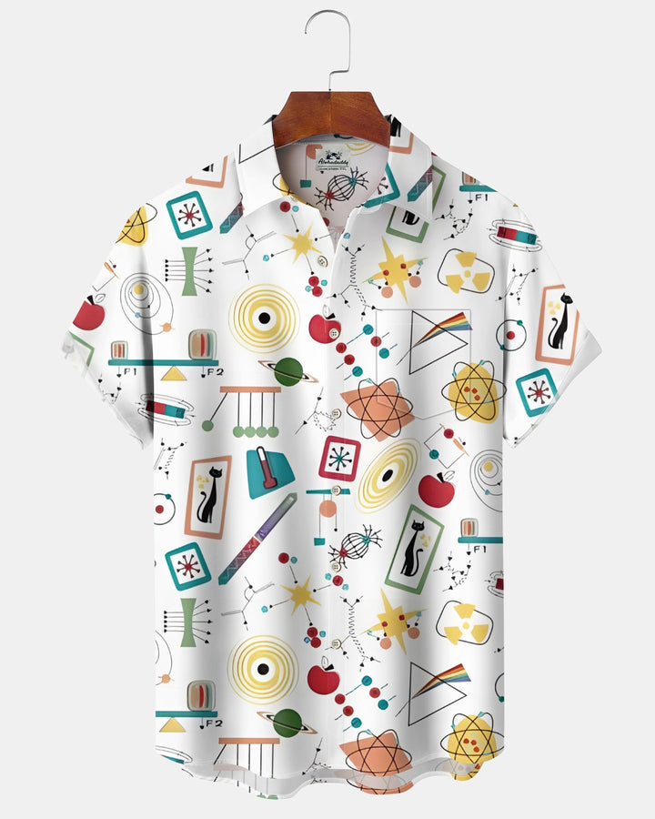 Alohadaddy® Casual Geometric Print Art Button Pocket Cardigan Men&