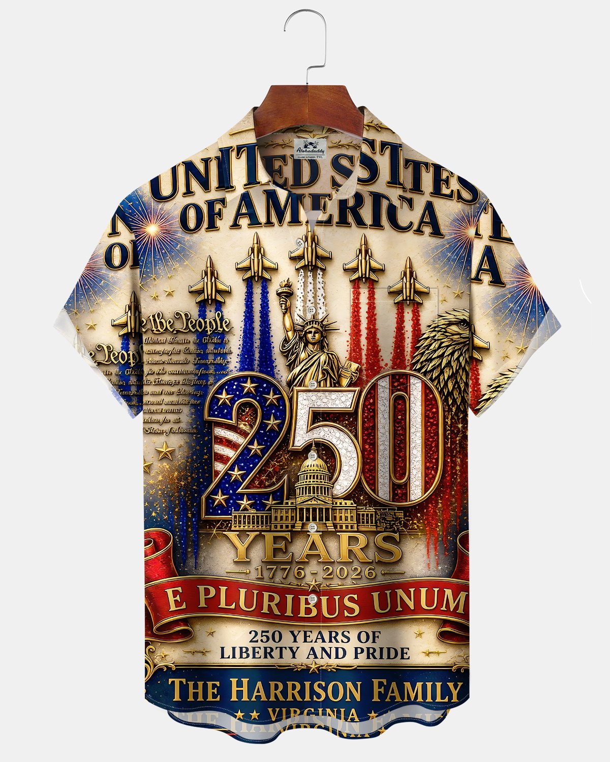 Alohadaddy® Holiday Independence Day Print Art Button Pocket Cardigan Men's Short Sleeve Shirt