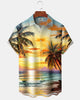 Alohadaddy® Men's Short-Sleeve Button-Down Shirt with Palm Tree Print and Chest Pocket