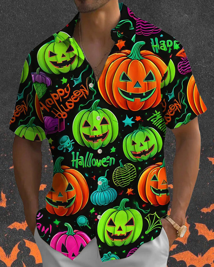 Alohadaddy® Holiday Halloween Graphic Print Button-Down Pocket Cardigan-Style Men&
