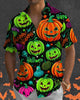 Alohadaddy® Holiday Halloween Graphic Print Button-Down Pocket Cardigan-Style Men's Short-Sleeve Shirt