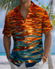 Alohadaddy® Men's Short-Sleeve Button-Down Shirt with Ocean-Themed Art Print and Chest Pocket